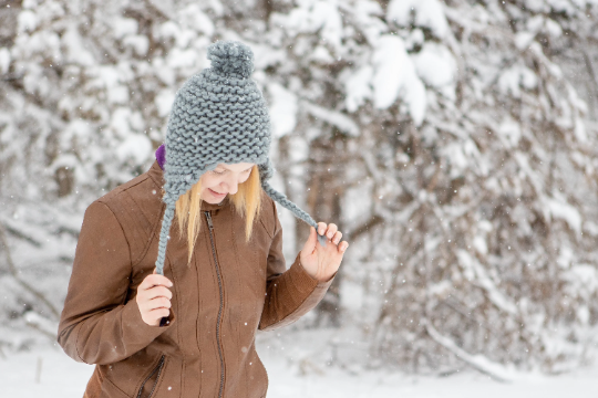 Hand Knit Bomber Style Hat