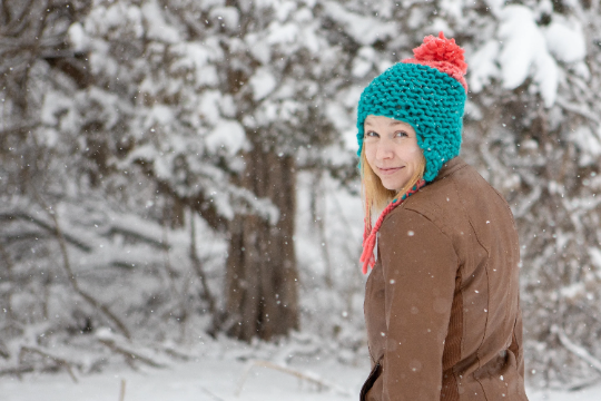Hand Knit Bomber Style Hat