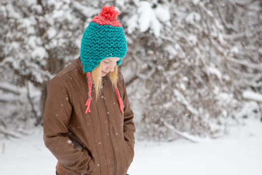 Hand Knit Bomber Style Hat